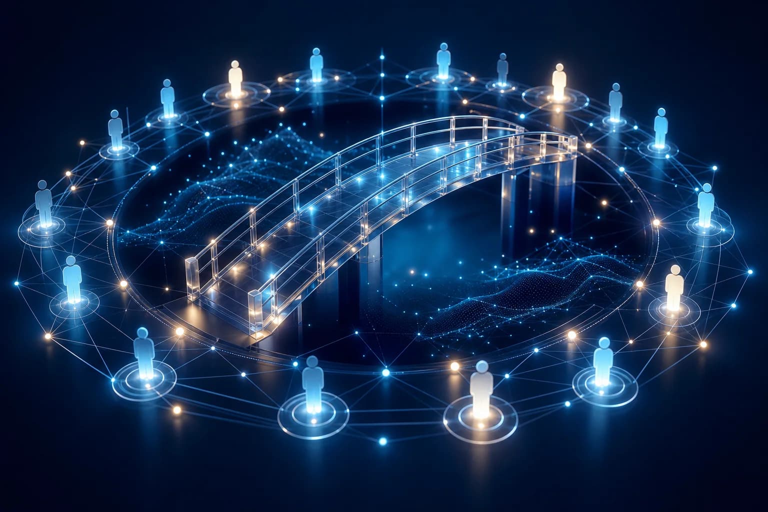 Connected community nodes forming a luminous digital belonging network