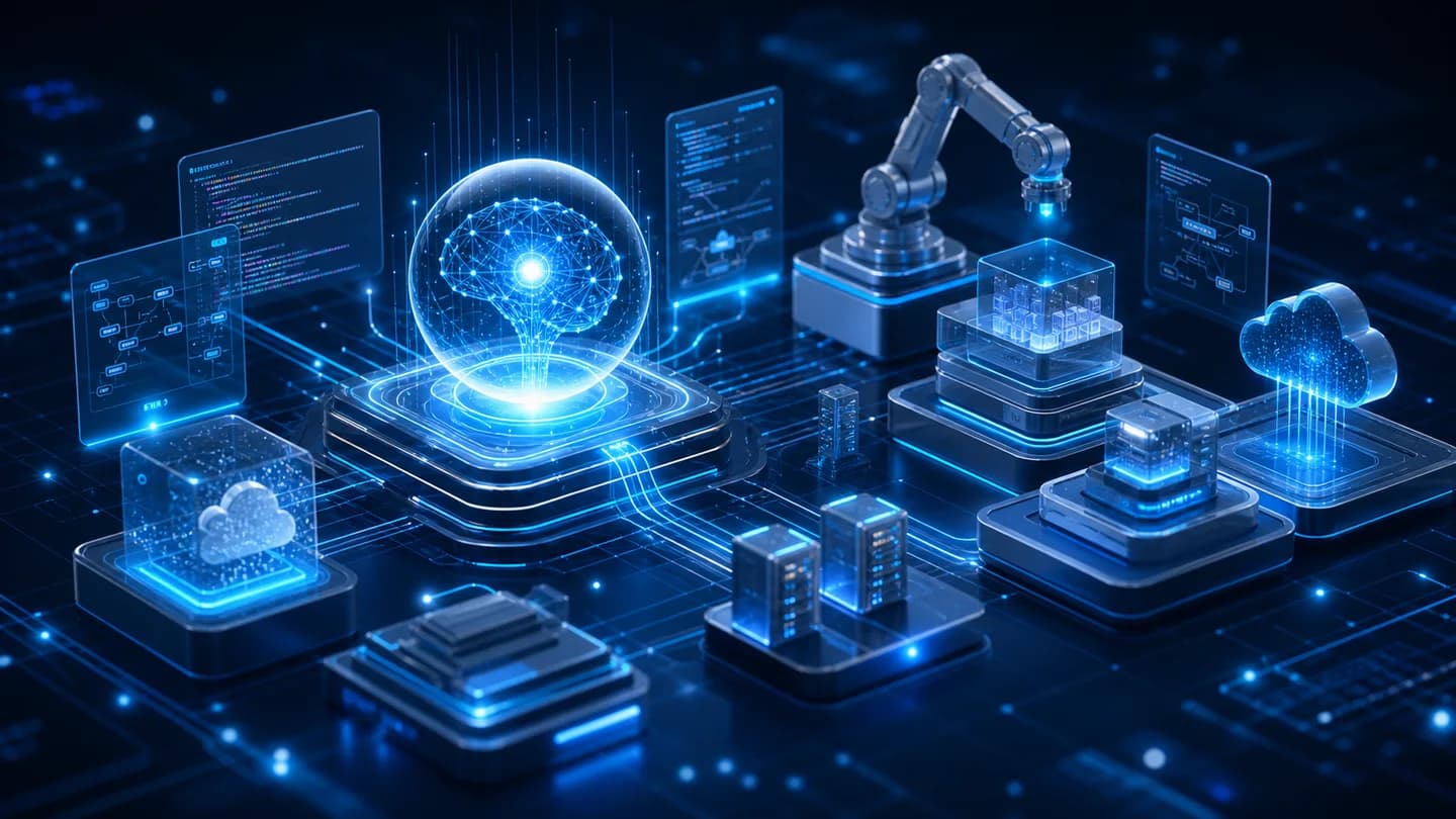AI-driven technology innovation hub connected to product engineering modules
